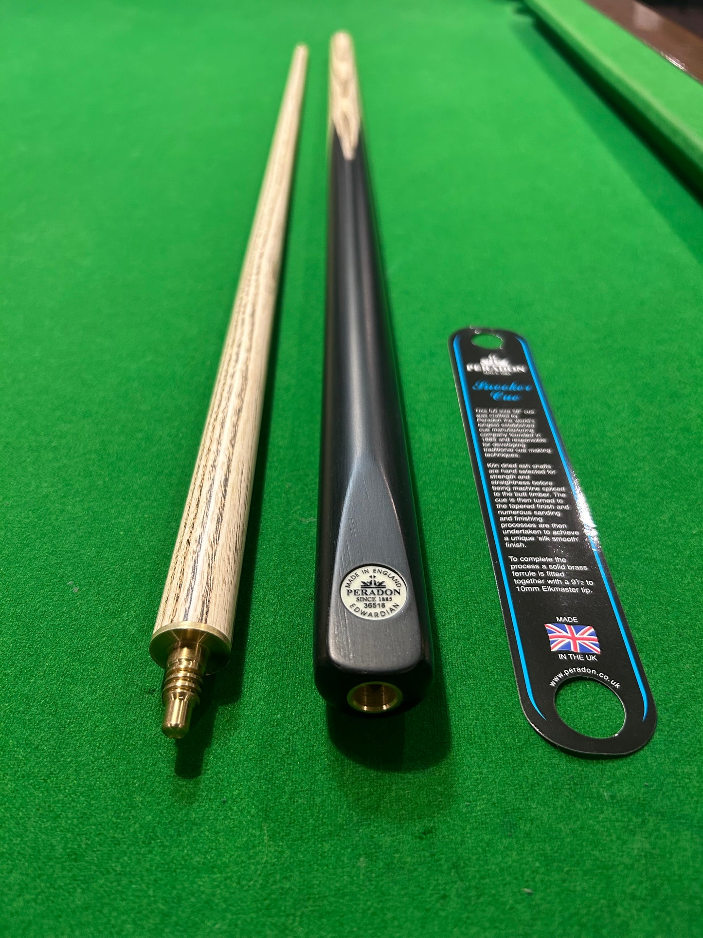 PERADON EDWARDIAN 1/2 Joint 58" Pool, Snooker & Billiard Ash Cue