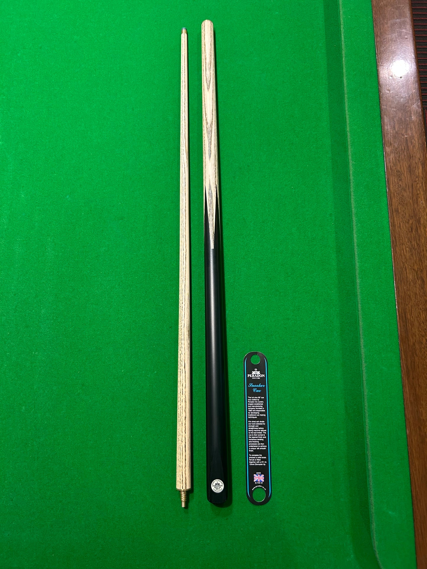 PERADON EDWARDIAN 1/2 Joint 58" Pool, Snooker & Billiard Ash Cue