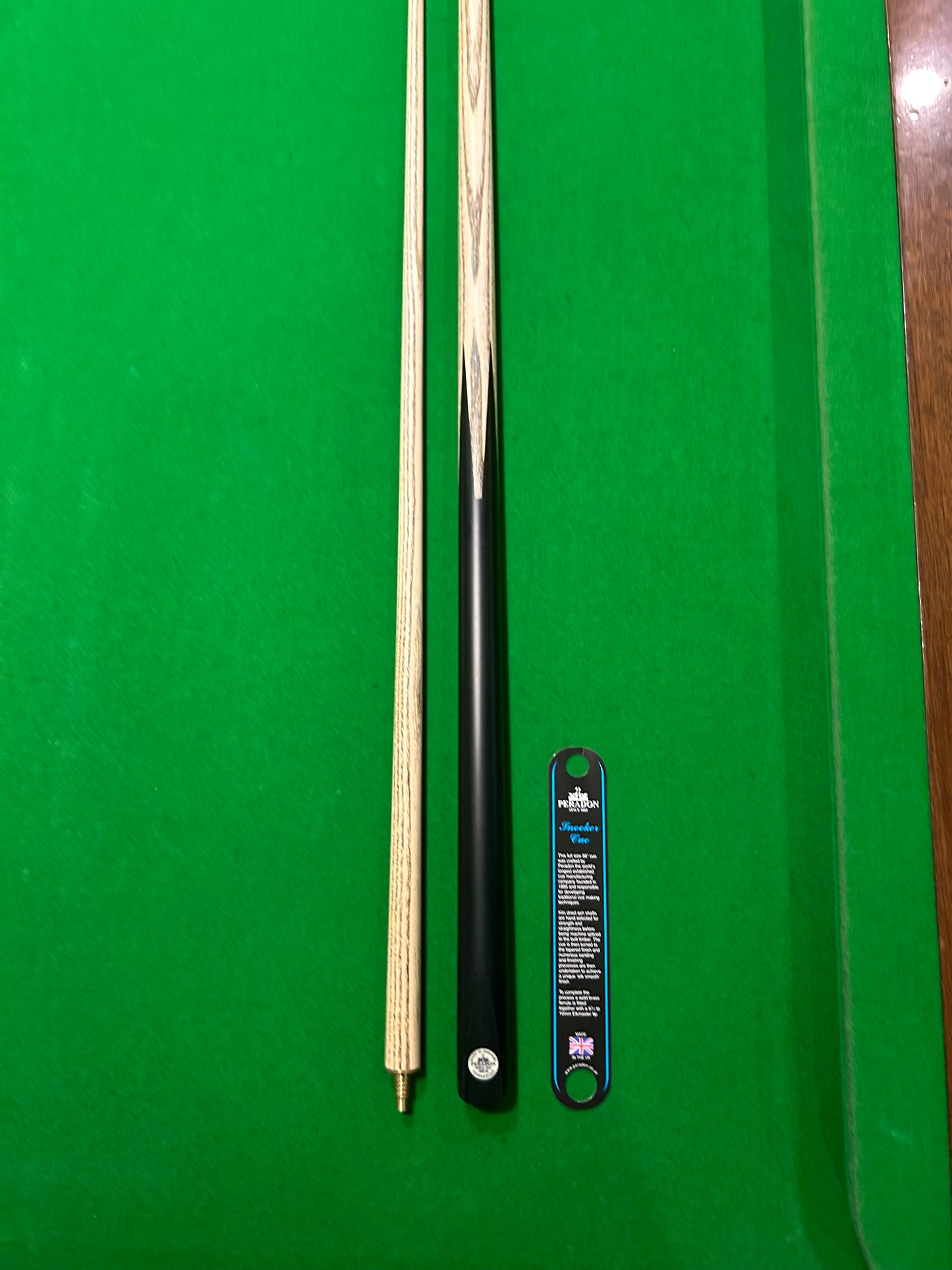 PERADON EDWARDIAN 1/2 Joint 58" Pool, Snooker & Billiard Ash Cue